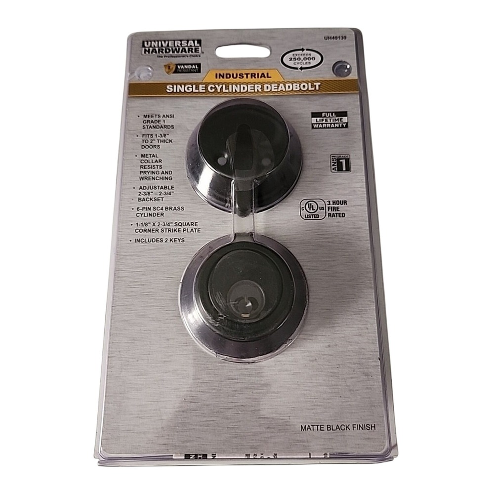 Universal Hardware Deadbolt Matte Black Industrial Grade 1 Single‎ Cylinder